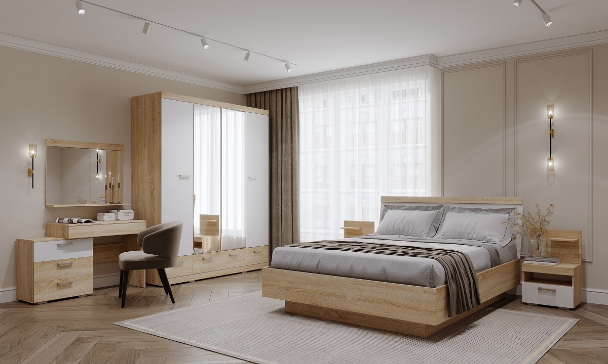 Соната (Дуб сонома/Белый глянец)