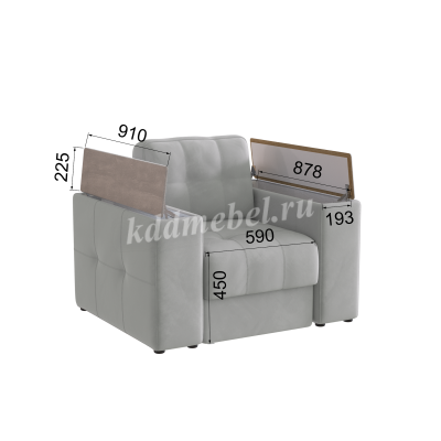 Кресло Нави (Светло-серый/Холст белый)