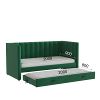 Домани_подростковая кровать Нега_разложенная_велюр изумруд