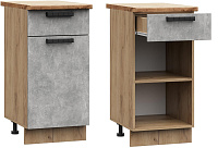 Шкаф нижний ШН1Я 400 Кухня Бетоны (Бетон Снежный) БЕЗ СТОЛЕШНИЦЫ