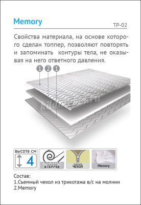 Наматрасник Topper Memory 1200*1900