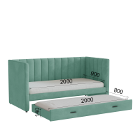 Домани_подростковая кровать Нега_разложенная_велюр мята