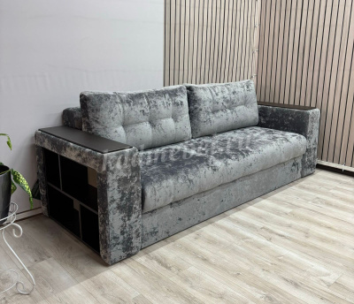 Диван-кровать Марк БД вар.1 (Плюш графит/Венге)