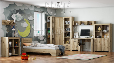 Полка навесная Квадро-38 (Дуб Делано светлый)