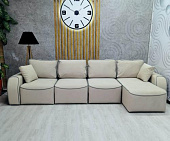 Угловой диван Бафи-2 ДУ Комплектация-4 (Романо беж/Романо грей) 