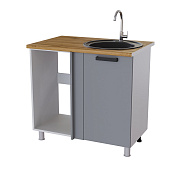 Шкаф нижний мойка угловая УМ2 кухня Крафт без столешницы (Дуб сонома/Бетон темный)