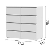Комод Хелен 8 ящиков КМ 04 (Шагрень белый)