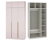 Шкаф распашной Николь-23 3-х створчатый с антресолью (Кашемир/Сатиновое золото)