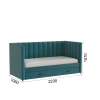 Домани_подростковая кровать Нега_велюр бирюза