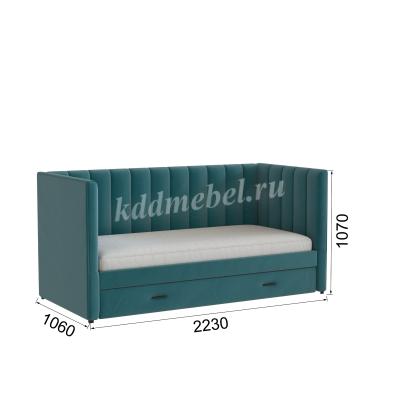 Кровать Нега 0.9 подростковая (Бирюза)