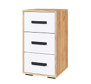 Тумба с ящиками Квартет-13 (Дуб крафт золотой/Белый древесные поры)