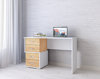 Стол письменный Сити-2 (Дуб крафт золотой/Белый древесные поры)