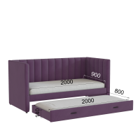 Домани_подростковая кровать Нега_разложенная_велюр винный