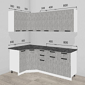 Кухня угловая Пасадена 1,15*2,05 ЛДСП (Ателье светлое/Кастилло) 