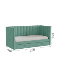 Домани_подростковая кровать Нега_велюр мятный