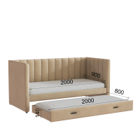 Домани_подростковая кровать Нега_разложенная_велюр бежевый