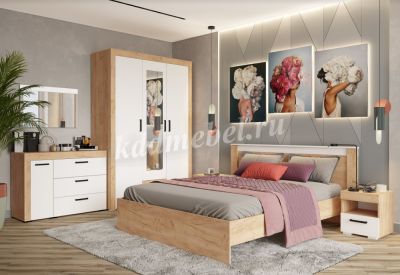 Тумба прикроватная Адель (Дуб крафт золотой/Белый)