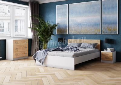 Тумба прикроватная Ронда (Белый/Дуб крафт золотой)