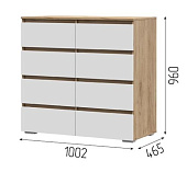 Комод Хелен 8 ящиков КМ 04 (Крафт золотой/Белый)