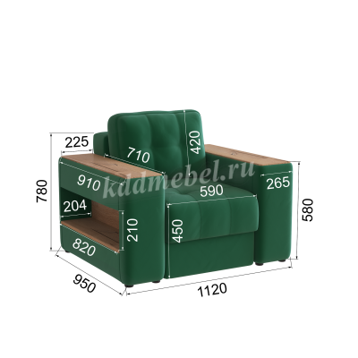 Кресло Доро (Изумруд/Дуб канадский)