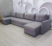 Угловой диван-кровать Амур ДУ комплектация 6 (Романо скай/Романо мокко)