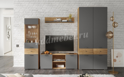 Полка навесная Дублин (Дуб крафт золотой/Графит серый)