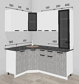 Кухня угловая Пасадена 1,35*1,85 ЛДСП (Белый бриллиант/Ателье светлое/Кастилло)
