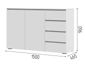 Комод Хелен 4 ящиков КМ 06 (Шагрень белый)